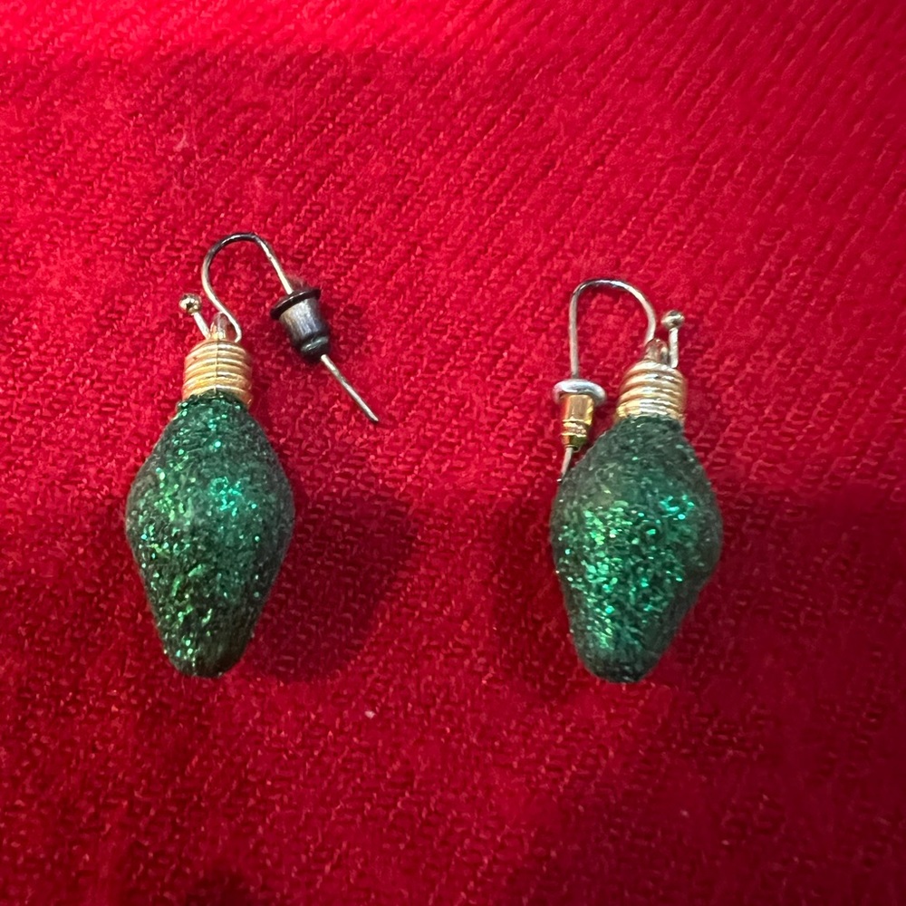 Christmas light earrings green dangle